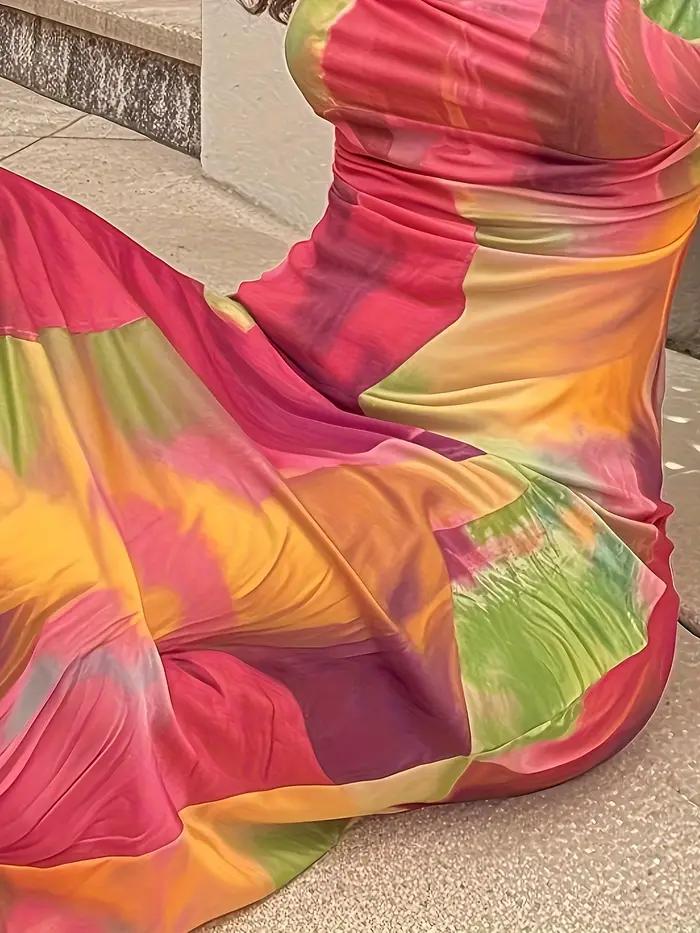 Robe longue de plage décontractée à imprimé floral dégradé