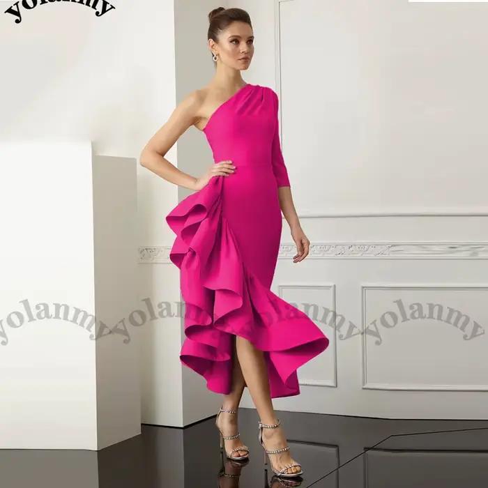 YOLANMY glamour une épaule mère De la mariée Robe volants cérémonie marié