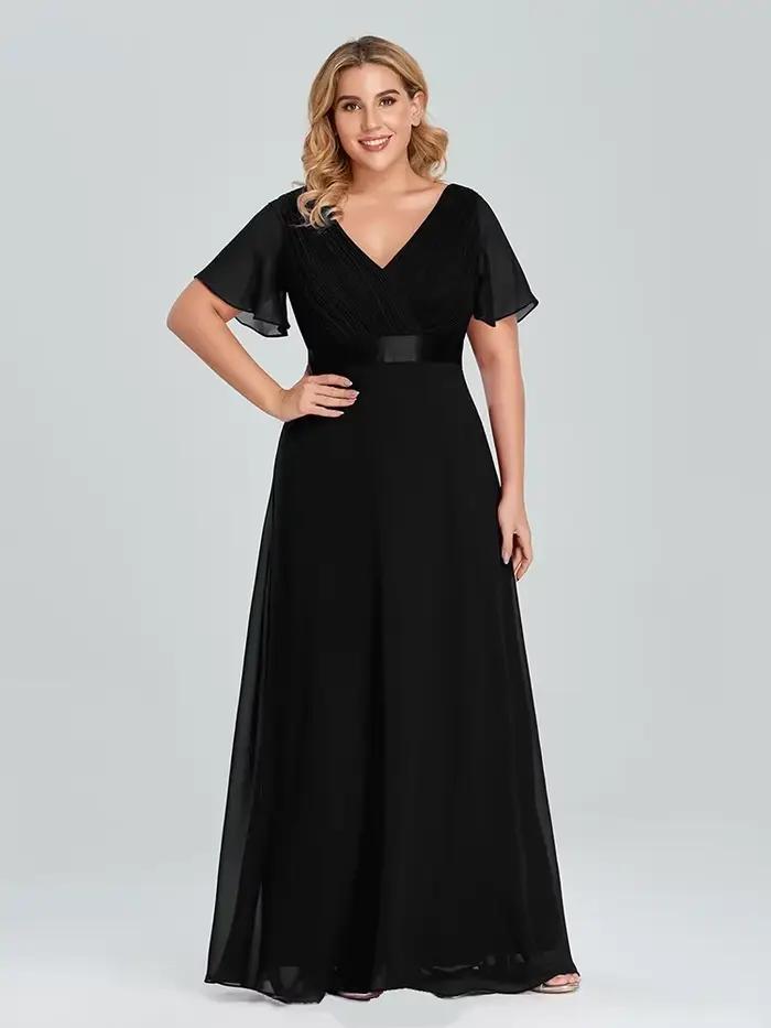 Robe de soirée longue en mousseline de soie