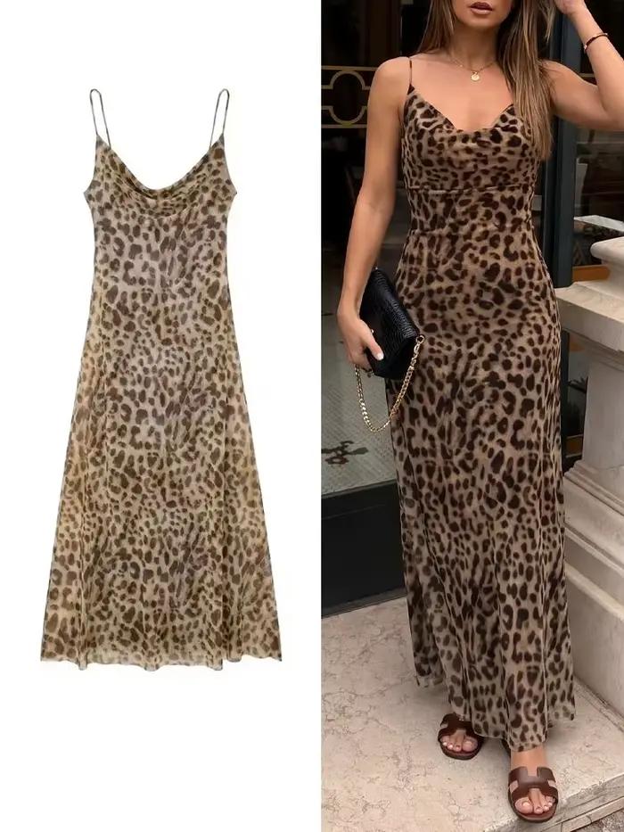 Robe longue élégante HH style léopard
