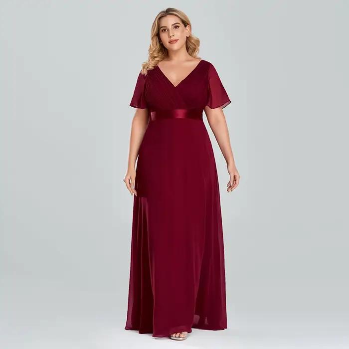XUCTHHC – Robe de soirée longue en mousseline de soie