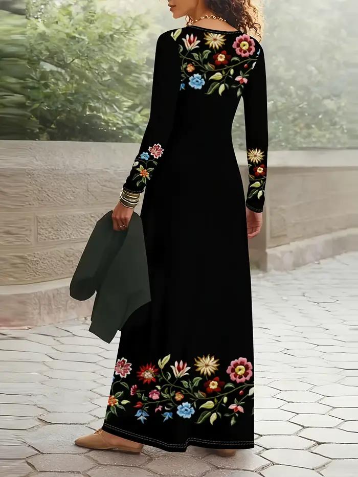 Robe à manches longues à imprimé floral pour femme
