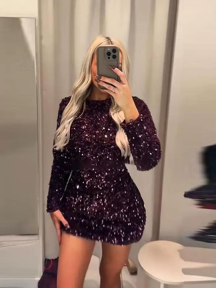 Robe de soirée à paillettes pour femmes