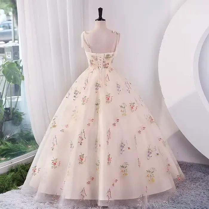 Luxe broderie florale longue soirée de bal robes de tir de mariage femmes 2025 fête d'été Occasions formelles robe de réception