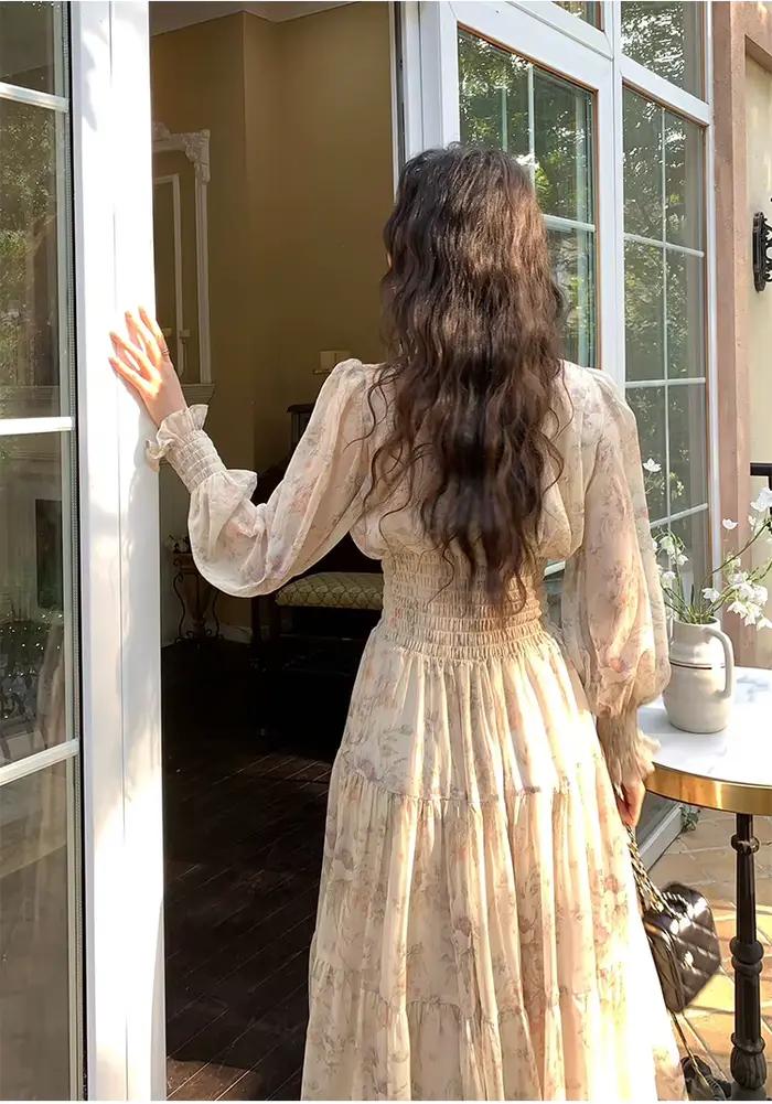 Robe de fée imprimée en mousseline de soie