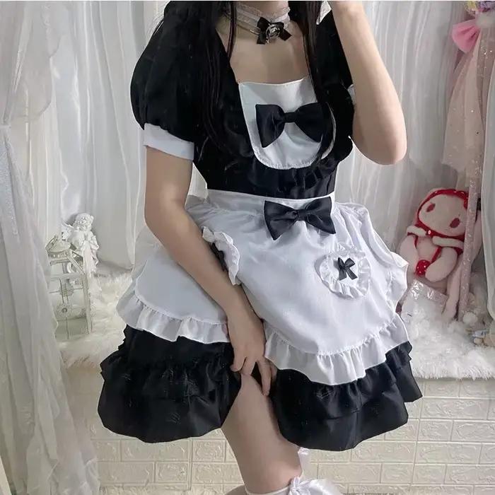 Robe Lolita Sexy Japonaise Crème Petite Demoiselle De Miel Costume Bleu Rose Rouge Noir