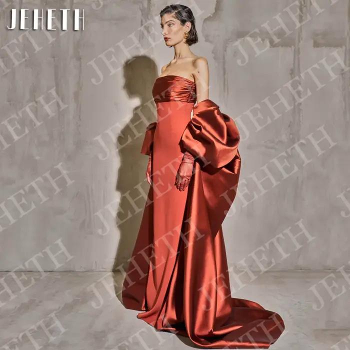 JEHETH longue sirène robes de soirée élégant épaules nues sans bretelles Satin sur mesure Occasion robe personnalisée