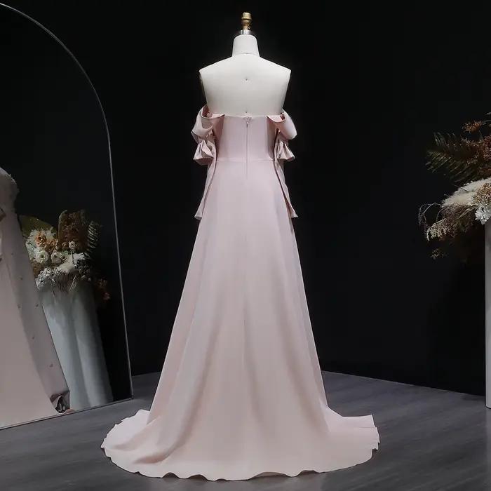 Sharon Said Robe de soirée rose élégante pour femme avec perles florales 3D surjupe à manches longues pour mariage SS540 personnalisable