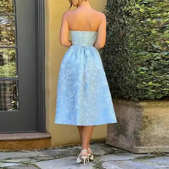 Giyu Sexy Club de mariage robes de soirée femmes 2025 été Jacquard Robe longue élégante à lacets épaules nues