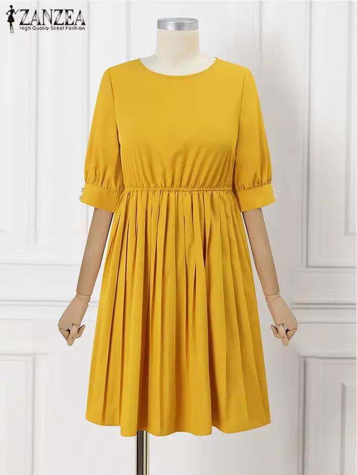 Robe d'été à ourlet plissé pour femme