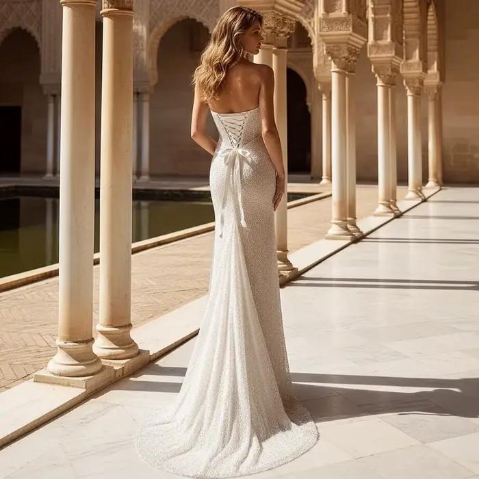 Robe de mariée sirène de luxe en perles scintillantes