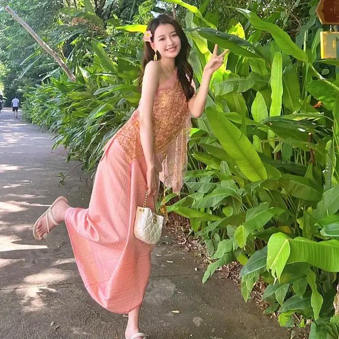 Robe Traditionnelle Thaïlandaise Vintage Dai pour Femme