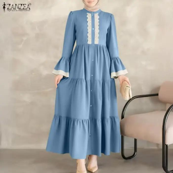 Robe longue modeste musulmane ZANZEA pour femme