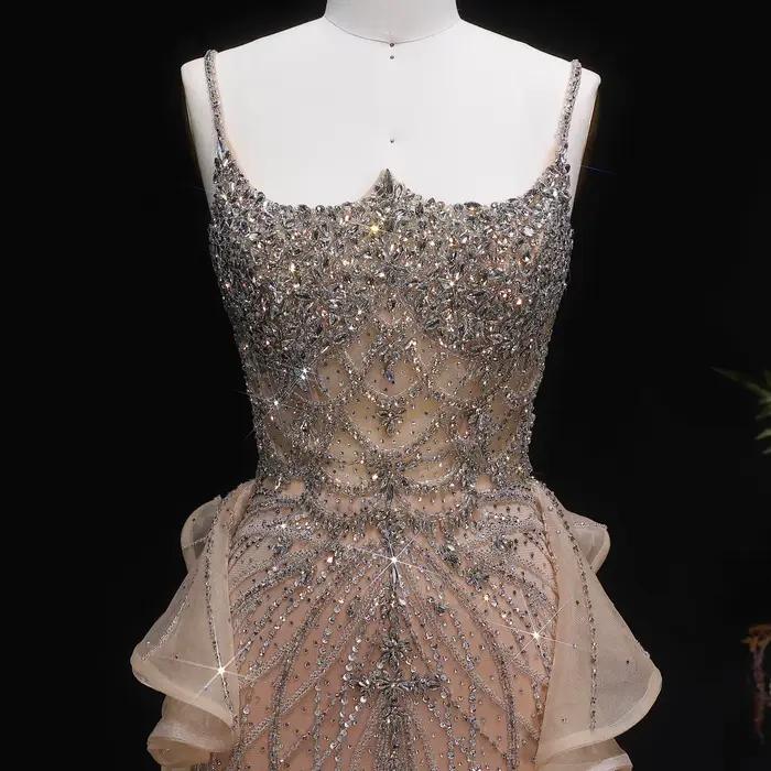 Sharon Said luxe Champagne sirène robe de soirée avec surjupe à volants rose pour les femmes de mariage