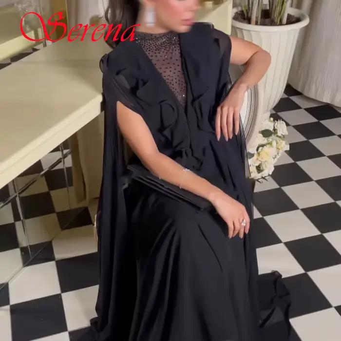 Robe de soirée en mousseline de soie noire