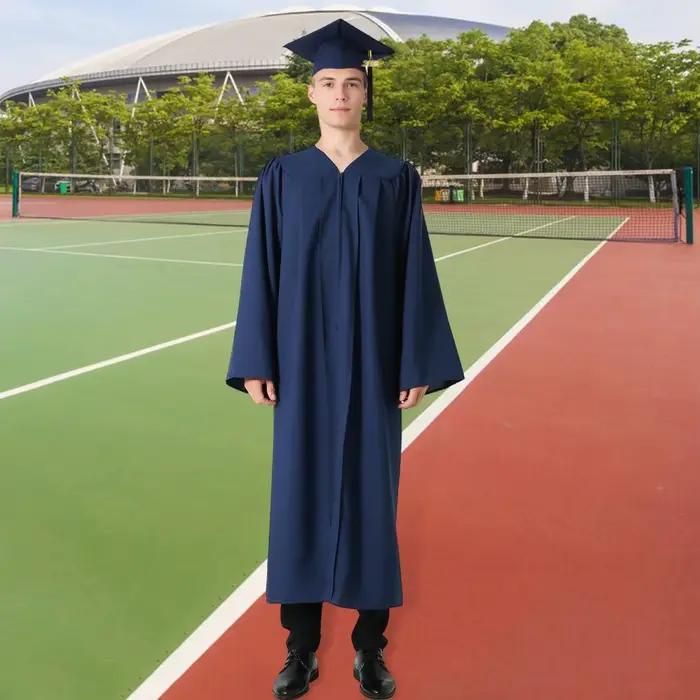Robe de remise des diplômes batik pour femmes en polyester avec chapeau à col en V pour cérémonies de fin d'études et débuts de carrière