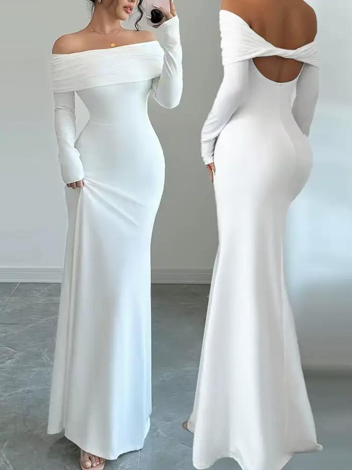 2025 automne/hiver femmes Bareback Sexy robe à bandoulière unique
