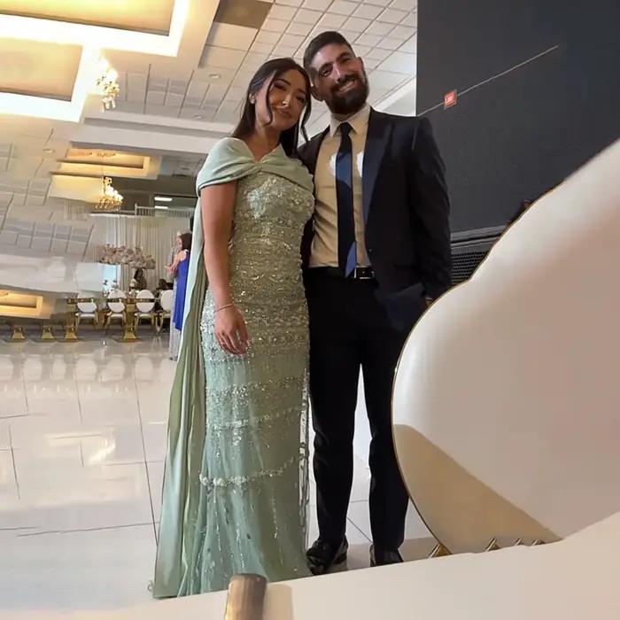 Sharon Said arabe sauge vert luxe dubaï robe de soirée avec Cape Champagne 2026 femmes robes de fête de mariage SS238B personnalisé