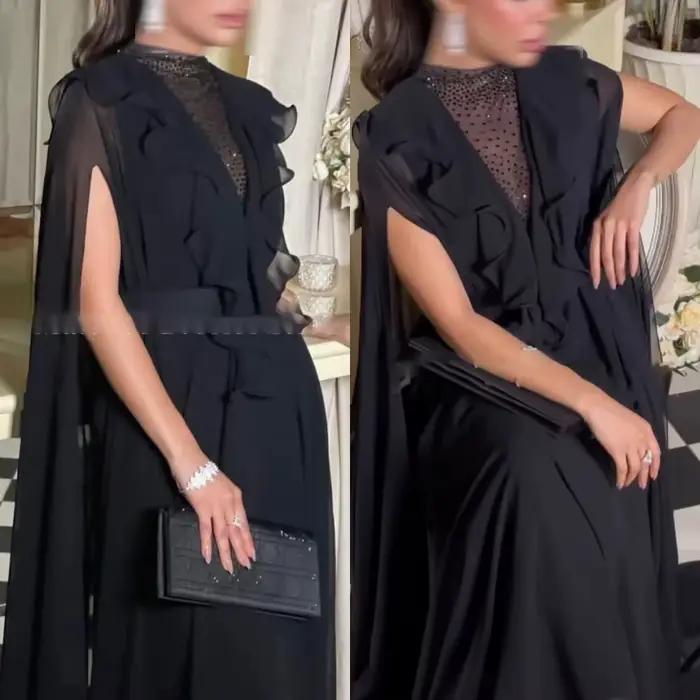 Robe de soirée en mousseline de soie noire