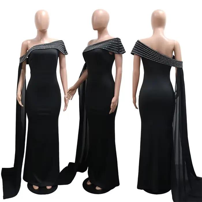 Doyerl paillettes diamants robe d'invité de mariage femmes soirée célébrité hors épaule ruban élégant boîte de nuit fête longues robes