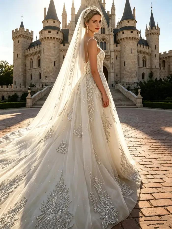 Voile de mariée cathédrale de luxe à une couche