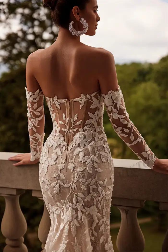 Robe de Mariée en Forme de Trompent pour Femme