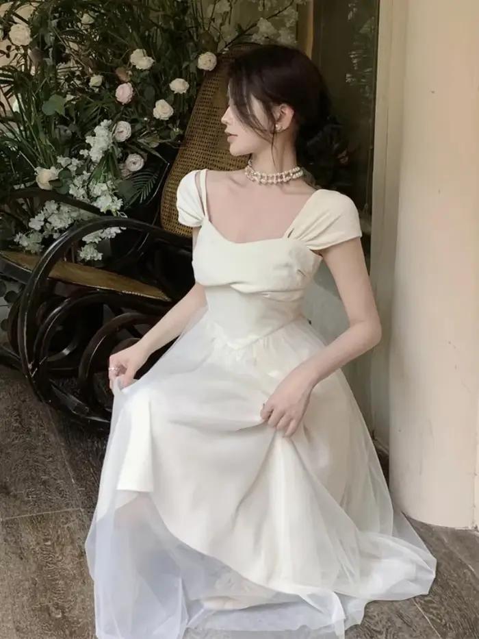 Robe mi-longue princesse pure pour femme