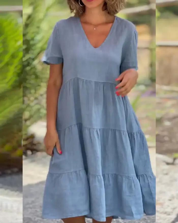 Robes décontractées en coton et lin pour femmes