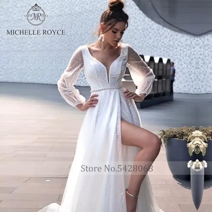 Michelle Royce a-ligne col en v robe De mariée