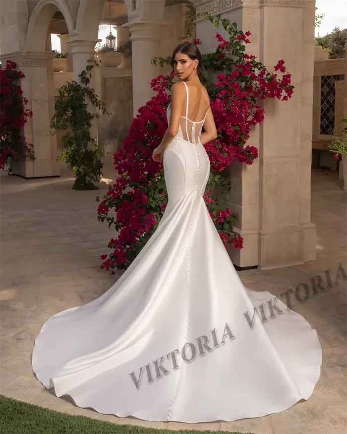 VIKTORIA classique Satin robes De mariée pour femme