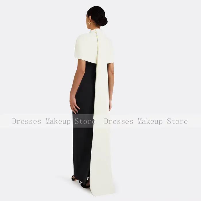Robe de soirée personnalisée Cape Beige col rond longueur de plancher colonne robes