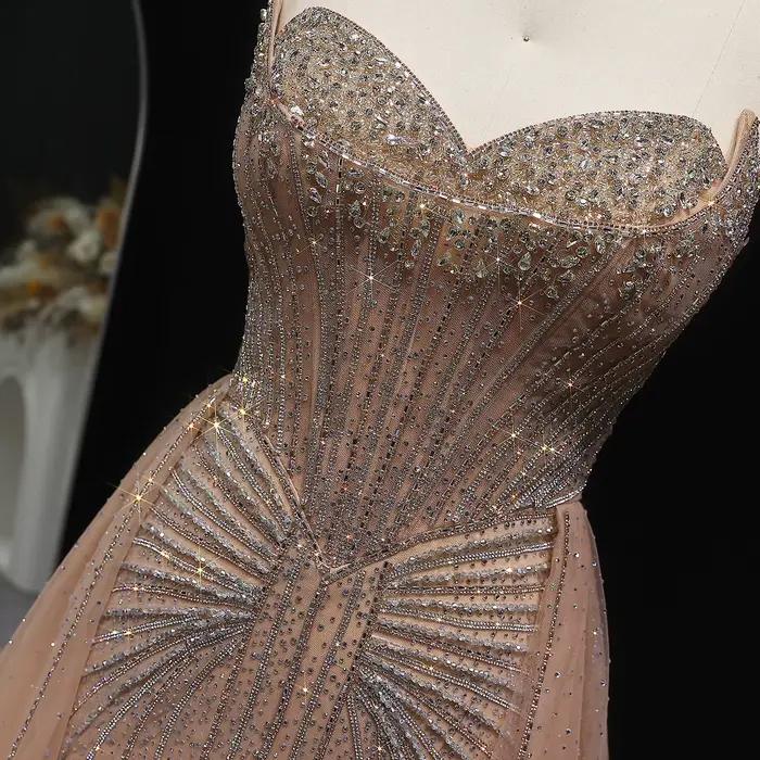Robe de soirée de luxe Sharon Said Sparkle Champagne Dubaï avec surjupe