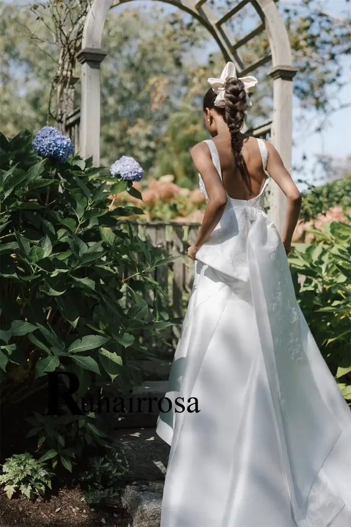 Ruhair robe De mariée tendance pour les femmes Appliques bretelles Spaghetti nœud dos nu a-ligne robes De Novia Brautmode personnalisé