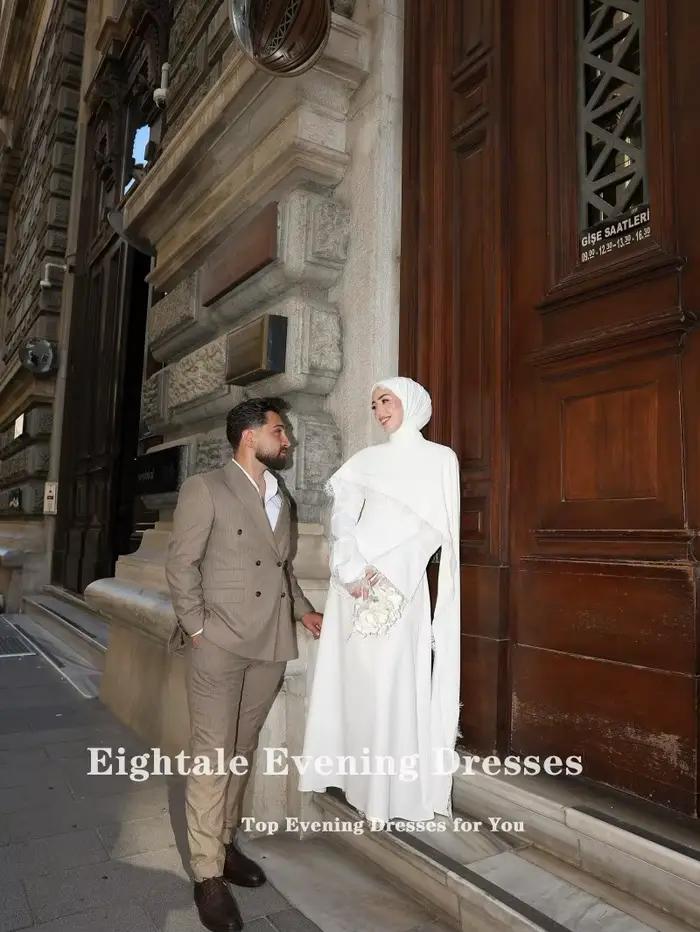 Robe de Mariée Arabe Eightale Personnalisée avec Appliques en Dentelle et Décoration en Perles pour Femmes Occasions Spéciales Cérémonies Gala