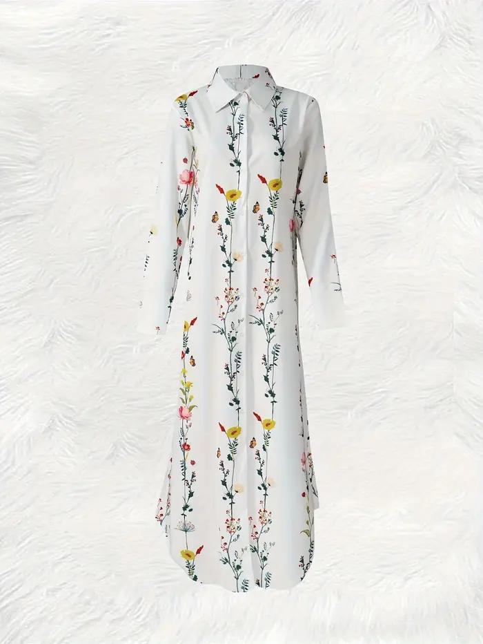 Robe décontractée à manches longues à imprimé floral pour femme