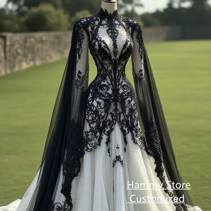 Robe De mariée gothique en dentelle noire