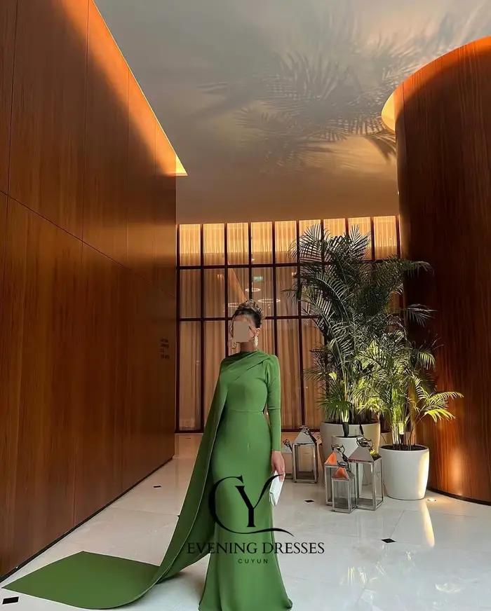 CUYUN – robe de soirée modeste vert sauge