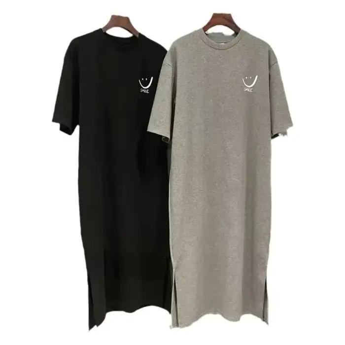 Robe t-shirt décontractée ample mi-longue polyester col rond lettres pour femmes occasions estivales