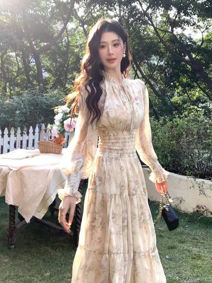 Robe de fée imprimée en mousseline de soie