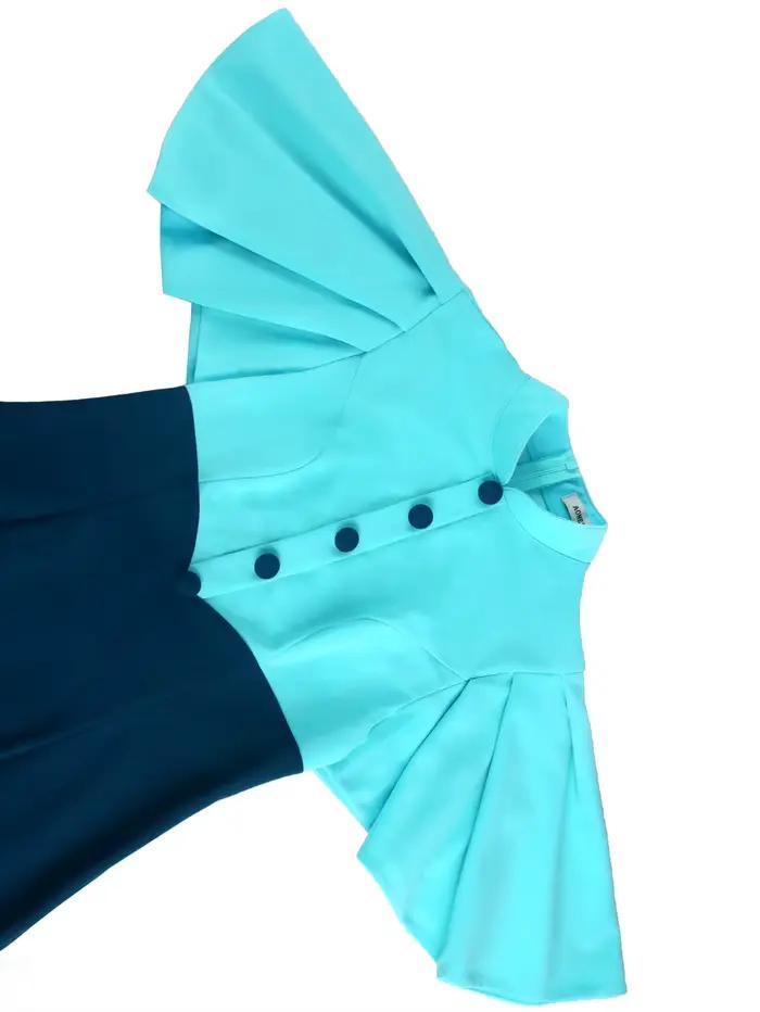 Robes fourreau bloc de couleur bleue pour femmes