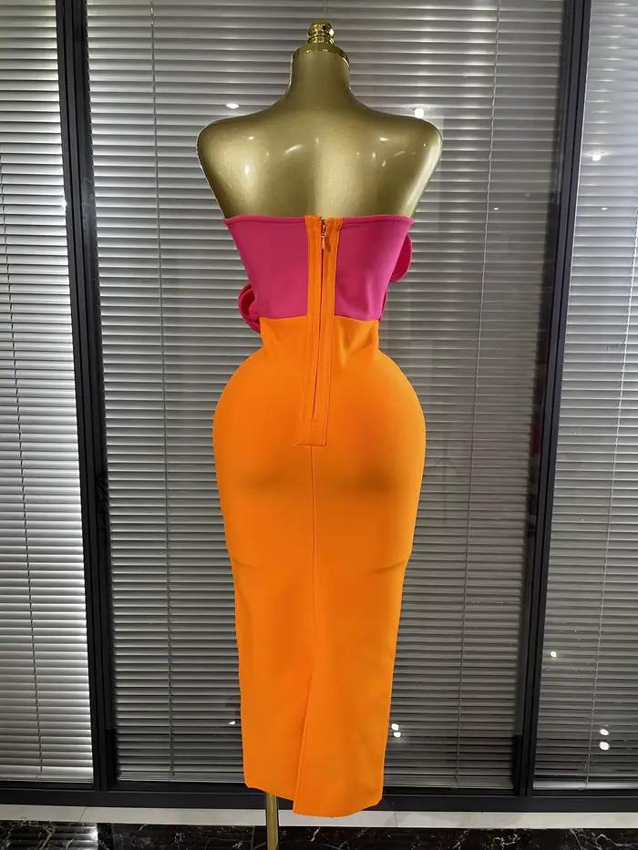 Robe longue moulante orange pour femme