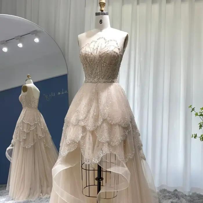 Sharon Said-Robe de Soirée Luxueuse de Couleur Champagne