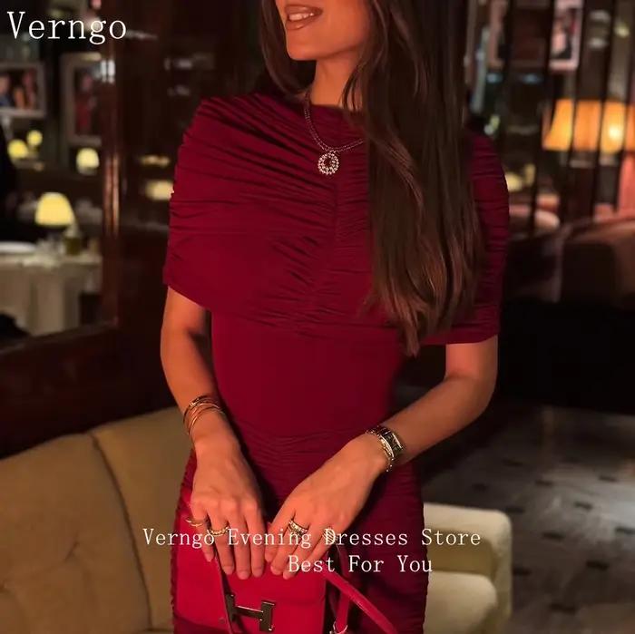 Verngo – robe de soirée en crêpe rouge
