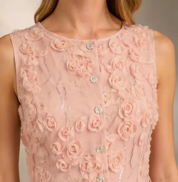 Robe florale 3D en maille romantique pour femme