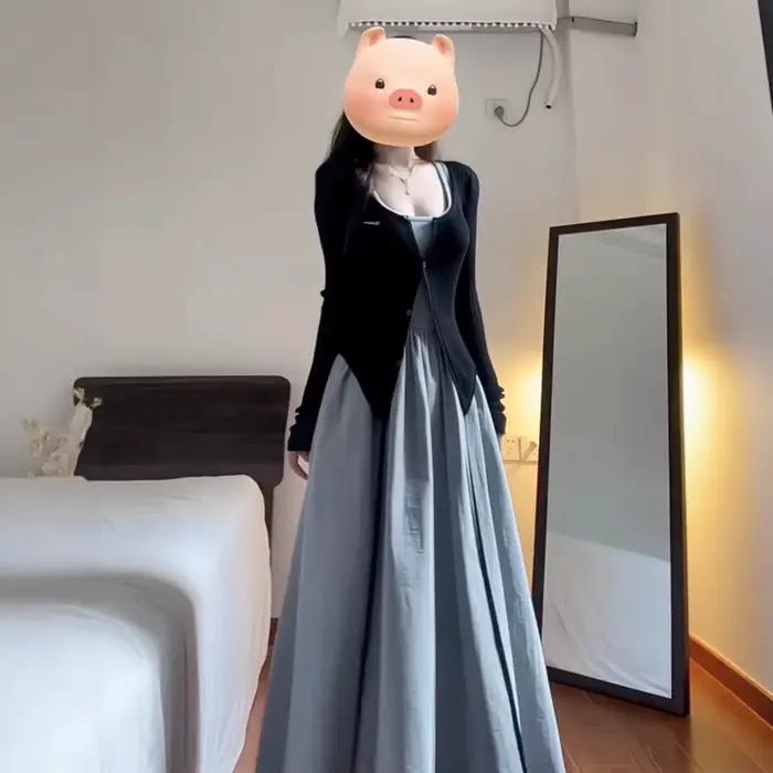 Ensemble Robe Midi Ceinturée Style Français pour Femme Printemps Automne 2026 – Élégant