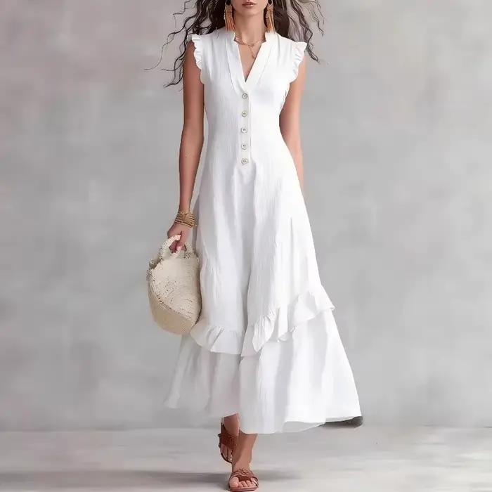 Robe de soirée élégante pour femme en coton et lin