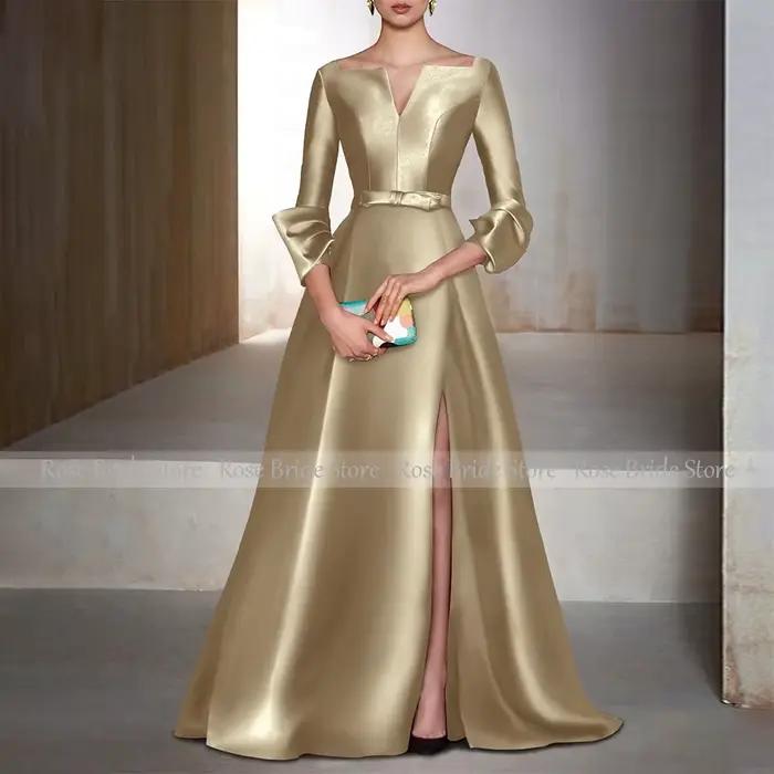 Robes formelles en Satin vert émeraude pour femmes