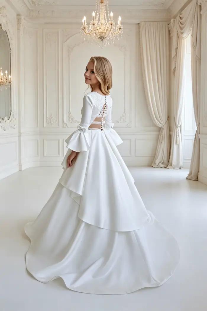 Robes de demoiselle d'honneur blanches avec appliques perlées et nœud