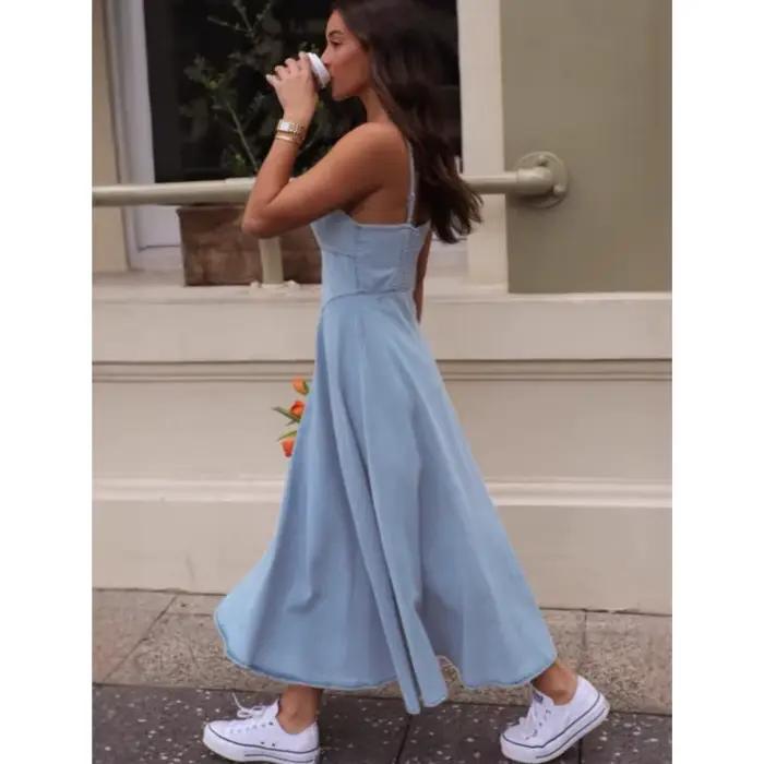 Camisole sans manches en coton décontractée pour femmes printemps été plis mi-mollet spaghetti sangle occasions spéciales