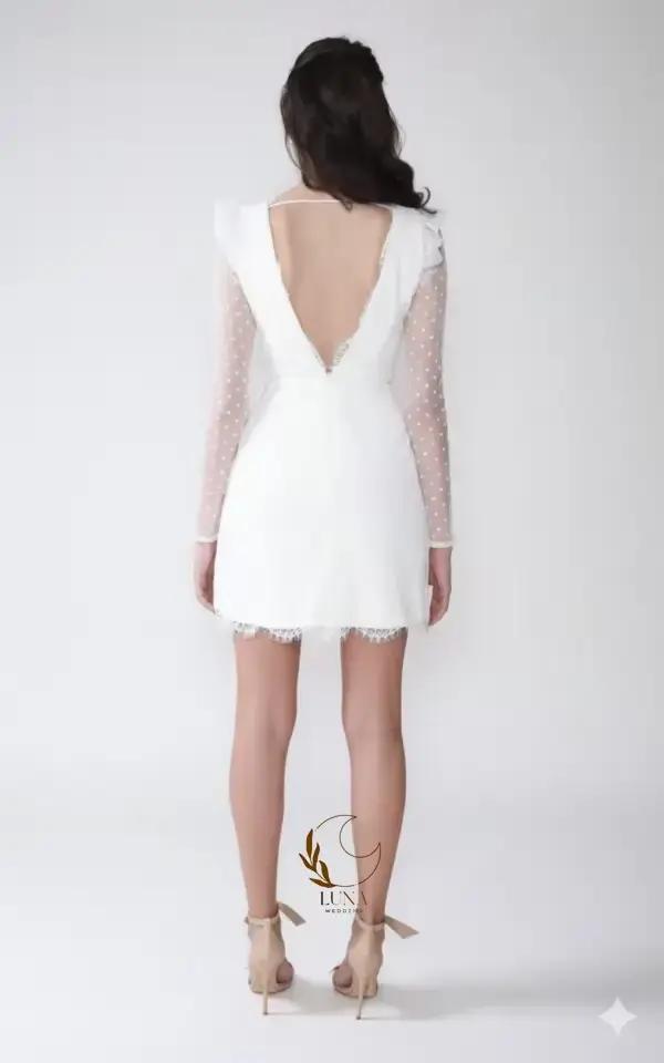 Robe de mariée mini en dentelle personnalisée Luna